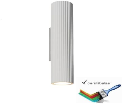 Artdelight - Wandlamp Brest ribbel H 25 cm gips wit