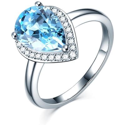 925 Puur Zilver Druppelvormige Saffier Open Ring voor Vrouwen Bruiloft Verloving Bruidssieraden Accessoires Elegante Ring Antik Perak gray