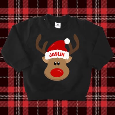 Foute Kersttrui-Sweater kind met naam-Rudolf het rendier-Kerst Cadeautje-Maat 56