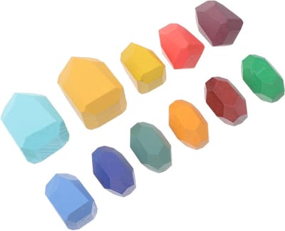 Houten Blokken - Bouwstenen Set - Motorische Ontwikkeling - Onregelmatige Vormen - 7cm x 4cm x 3cm - Multicolor