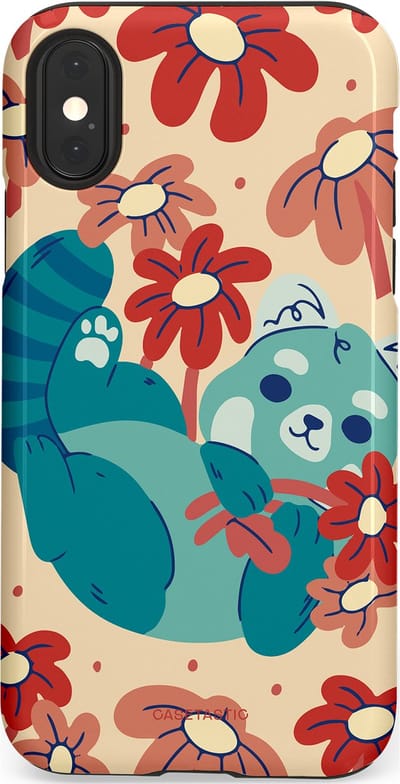 Casetastic Hoesje Geschikt voor Apple iPhone X/Xs - Stijlvolle Beschermende Duo-layer Case - Rode panda knuffels