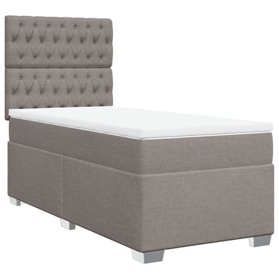 vidaXL - Boxspring - met - matras - stof - taupe - 90x190 - cm