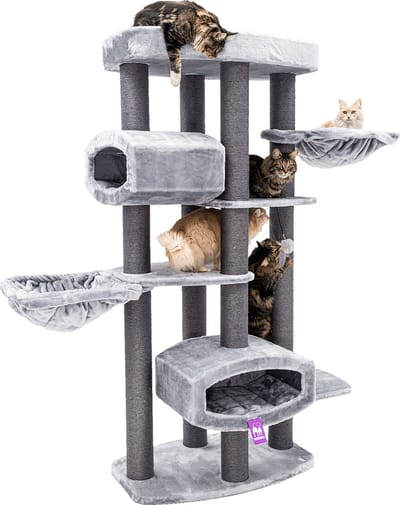 Petrebels Drive 195 Krabpaal XXL - Grijs - Design Krabmeubel - 12 cm Dikke Stammen