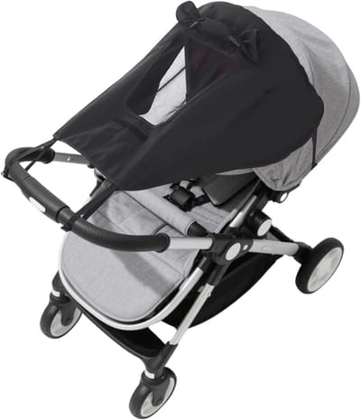 Draagbare Kinderwagen met UV-bescherming 50+ en Waterdichte Zonnekap, Ventilatie en Opbergtas, Zwart