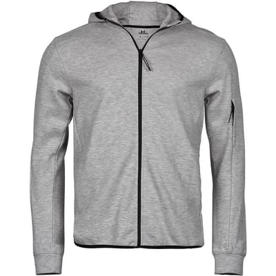 Tee Jays - Athletic Hooded Full Zip Sweat - Heather Grey - XS