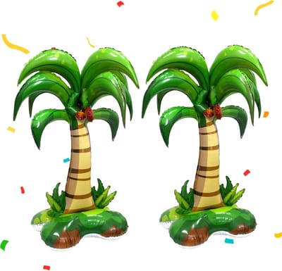 Thijox - 2 Decoratieve Opblaasbare Palmbomen 125 x 87 cm - Tropische Decoratie Voor Strand, Zwembad, Zomerfeesten, Hawaïaanse Stijl