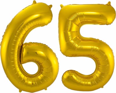 Folat Folie ballonnen - 65 jaar cijfer - goud - 86 cm - leeftijd feestartikelen - verjaardag versiering