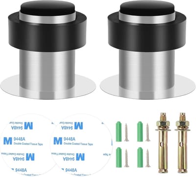 Deurstopper voor zware deuren - Vloerdeurstopper met rubberen buffer - 2 stuks roestvrij staal voor alle harde vloeren