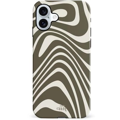 xoxo Wildhearts Boogie Wonderland Green - Double Layer - Hard case geschikt voor iPhone 16 Plus hoesje - Golven print hoesje Groen - Beschermhoes shockproof case - Dubbele beschermlaag - Hoesje met golven print - Groen