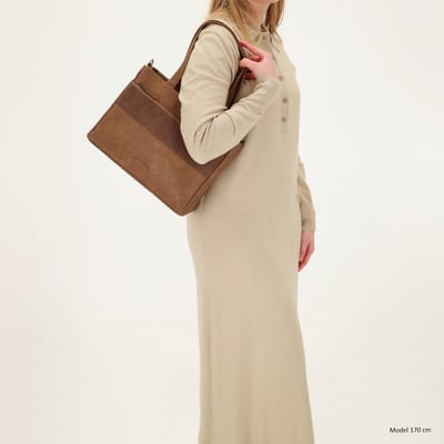 Beagles Pamplona Schoudertas - Dames - Stijlvol - Dagelijks Gebruik - Verstelbare Schouderband - Handvatten - Shopper - Crossbody - Tas - Taupe