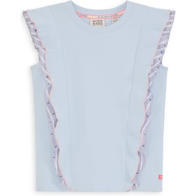 Scotch & Soda S&s Girls Denim Group Y/d Rib Ruffle Fashion Top Lt Blue/pas Taglia: S | Camicie Outlet | kids | Blu