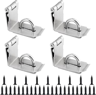 4 Stuks 4 Inch 90 Graden Hangslot Hasp, Kleine Rechte Hoek Hasp Slot met Schroeven voor Deur en Raam - Veiligheidsoplossing voor Thuis en Tuin