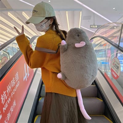 1 Stuk 50cm Schattige Muis Pluche Rugzak Cartoon Oversized Bloementak Rat Pop Zacht Pluche Dier Kinderen Cadeau Verjaardag Speelgoed Hobby's bruin