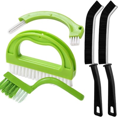 5x Reinigingsborstel Set - Kierborstels - Groeven Schoonmaken - Ergonomisch Handvat - 5 Stuks - Wit