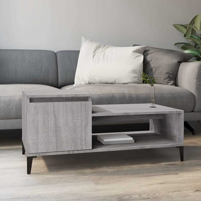 vidaXL - Salontafel - 100x50x45 - cm - bewerkt - hout - grijs - sonoma