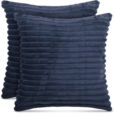 Sofakussens Set - Bankkussens Sierkussens - Ontspanning Thuis - Corduroy Look Stof - 45x45cm - Donkerblauw