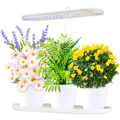 Lampe de croissance LED 10W, 2/4/8H, minuterie marche/arrêt automatique, 4 niveaux d'intensité variable, hauteur réglable, spectre complet UK Plug blanc
