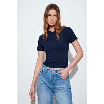 Slim Fit V-hals Jersey Blouse