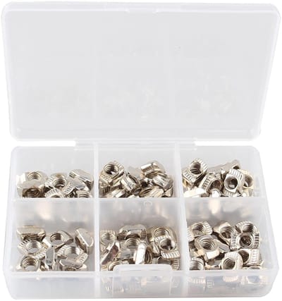 Dailygoods- T-moer 100 Stuks - Hamerkop - Koolstofstaal - Vernikkeld - M5 Schroefdraad - Geschikt voor 20mm Profiel - Bevestigingsmoer