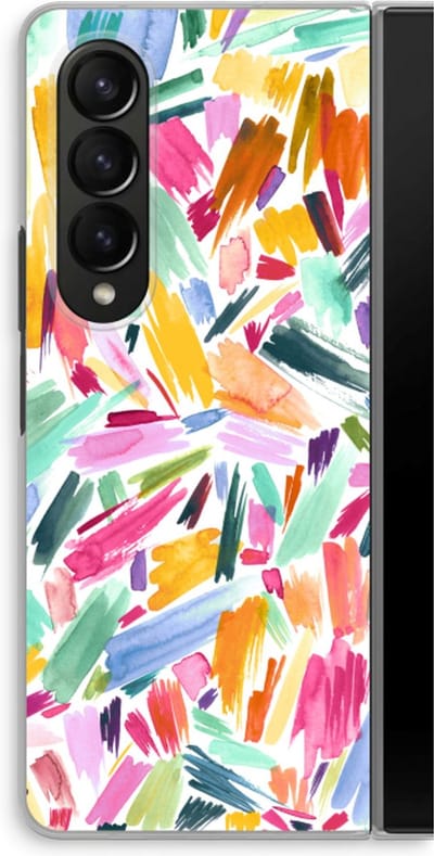 Case Company® - Hoesje geschikt voor Samsung Galaxy Z Fold4 hoesje - Watercolor Brushstrokes - Soft Cover Telefoonhoesje - Bescherming aan alle Kanten en Schermrand