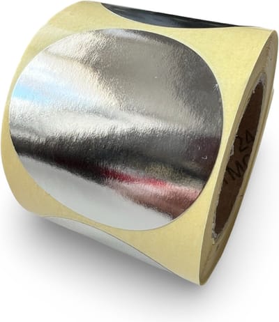 Zilveren Sluitsticker - Shining Silver - 250 Stuks - rond 50mm - hoogglans - metallic - sluitzegel - sluitetiket - chique inpakken - cadeau - gift - trouwkaart - geboortekaart - kerst