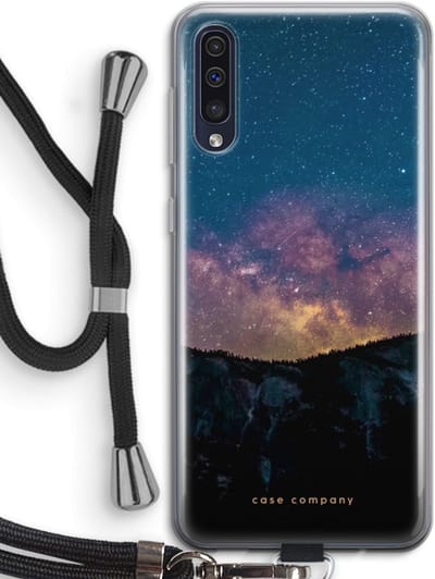 Case Company® - Hoesje met koord geschikt voor Samsung Galaxy A50 hoesje met Koord - Travel to space - Telefoonhoesje met Zwart Koord - Bescherming aan alle Kanten en Over de Schermrand