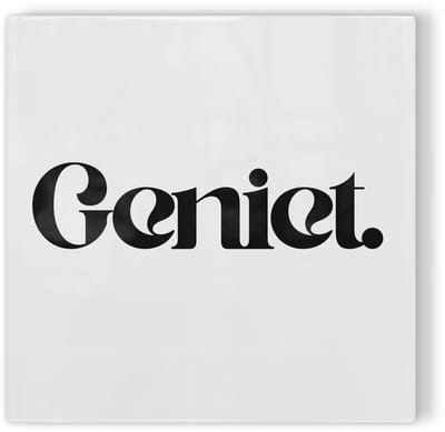 Tegeltje Geniet - wit zwart - tegeltje inspiratie - tegeltje met tekst