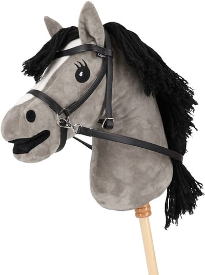 QHP - Bitloos Hoofdstel Voor Hobby Horse - Zwart - LET OP!!! EXCLUSIEF HOBBY HORSE