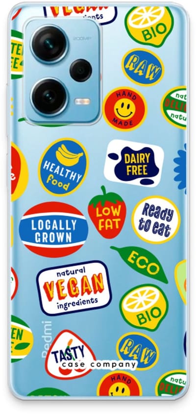 Case Company® - Hoesje geschikt voor Xiaomi Redmi Note 12 Pro Plus hoesje - Fruitsticker - Soft Cover Telefoonhoesje - Bescherming aan alle Kanten en Schermrand