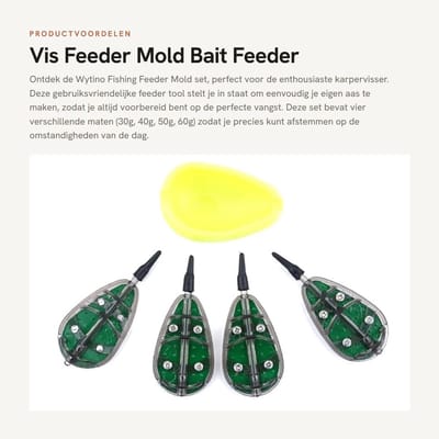 Dailygoods- Feeder Schimmel Set 30/40/50/60g - Vissen Accessoires - Aas Tool - Karpervissen - Duurzaam - Lichtgewicht