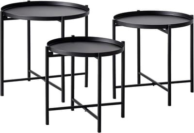 Bijzettafel - Salontafel Klein - Woonkamer Decoratie - Industriële Stijl - 48x48x42 cm - Zwart