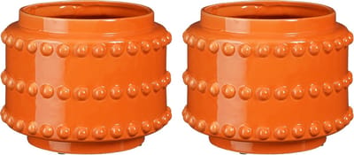Mica Decorations Pot - 2x - boaz - gebobbeld - oranje - 16.5 x 21 cm