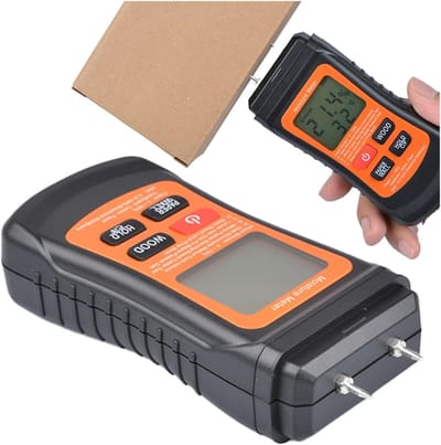 Vochtmeter Hout - Papier Tester - Bouwmaterialen Controleren - Met Temperatuur Display - Compact Formaat - Zwart