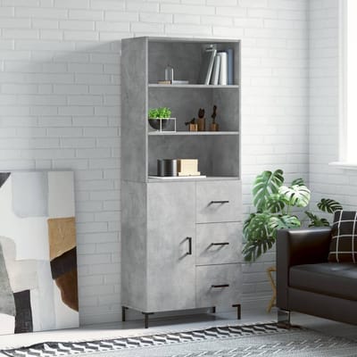 vidaXL - Hoge - kast - 69,5x34x180 - cm - bewerkt - hout - betongrijs