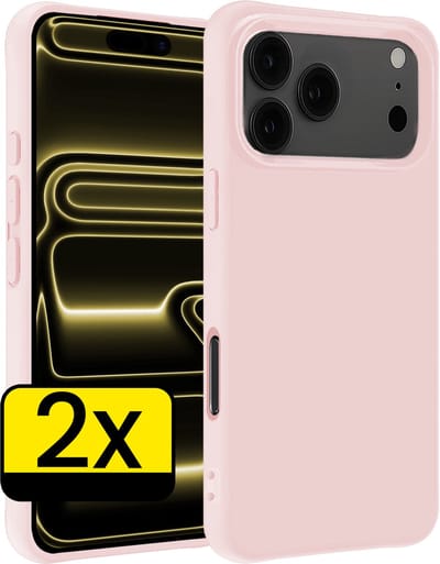Hoesje - 2 Stuks - Geschikt voor Apple iPhone 17 Pro - Sterk & Shockproof - Case Siliconen - Back Cover - Telefoon Hoes - Telefoonhoesjes - Lichtroze