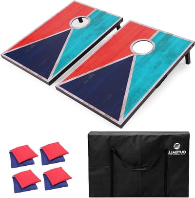 Cornhole Set - Maïsgatenset Bean Bag Toss - Buiten Spelen - Opvouwbaar Draagbaar - 3x2 voet - Vintage Roestig Staal