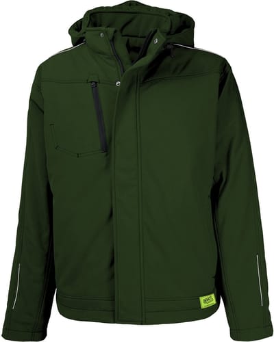 TMG KULT WORKER SOFTSHELL WINTER Softshell Werkjas HEREN Veiligheidsjas Groen - Winddicht - 3M Reflecterend - Wintervoering