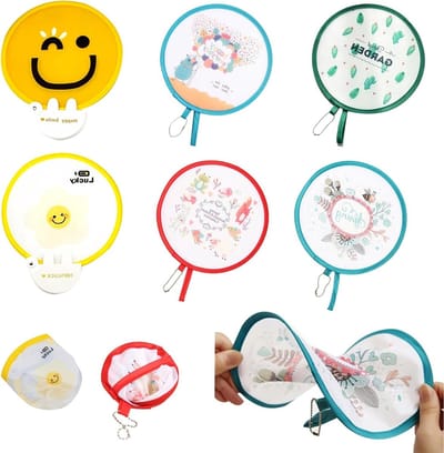 Vouwbare Handventilator Set van 6 Stuks voor Zomerfestivals, Handheld en Draagbaar met Schattige Patronen, Ideaal voor Thuisgebruik en Evenementen