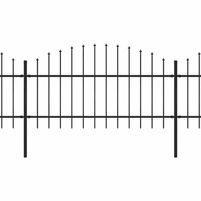 vidaXL - Tuinhek - met - speerpunt - staal - 1506x125 - cm - zwart