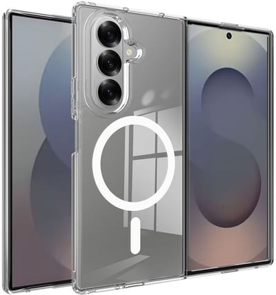 Lunso Geschikt voor Samsung Galaxy Z Fold 7 - Backcover hoes met magnetisch ondersteuning - Transparant