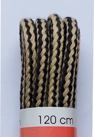 Ronilux Veter - Zwart/Beige - Meerkleurig - Rond - Koord Veters - Lengte 120 cm - Dikte 4 mm - Bergschoen - Wandelschoen - Schoenveter