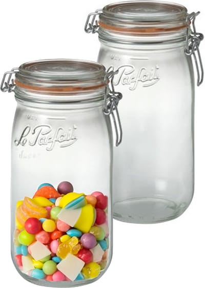 Le Parfait Voorraad/weckpot - 2x - glas - transparant - 22 x 10 cm - 1,5 L