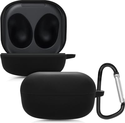 Scoby - Siliconen Case met Karabijnhaak - Bescherming - Geschikt Voor Galaxy Buds2 Pro - Black Case - Zwart