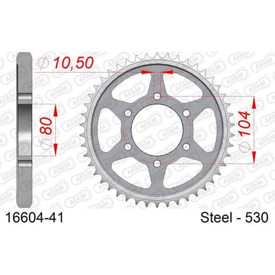 Stalen tandwiel Afam 530 41 dents