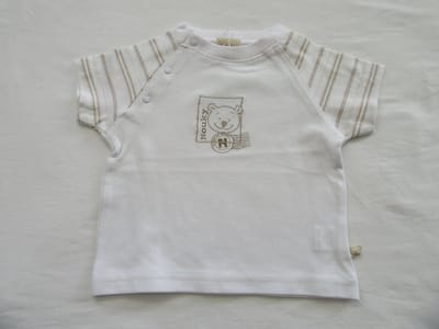 noukie's , jongens , t-shirt korte mouw , wit , nouky beer beige , 3 maand 62