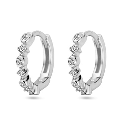 Zilver Gerhodineerd Klapoorringen Zirkonia 1338452
