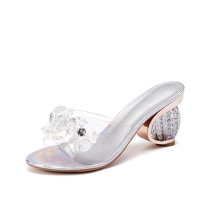 Vier Zomer Dames Slippers Kristal Transparante Jelly Sandalen Pumps Elegante Hoge Hakken Dames Feest Vrouwelijk Dames Schoenen 39 white