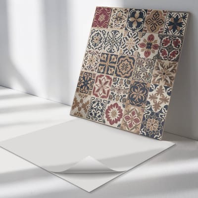 Wallfluent Vinyl Tegels - Mozaïekpatronen in Lay-Out Zelfklevende Vinyltegels - 30 cm x 30 cm - Bruin Vinyl Tegels - Verpakking van 9 stuks - Vierkant PVC Tegels - Texturen Plaktegels - Vloer Tegels PVC - Plaktegels Keuken en Badkamer
