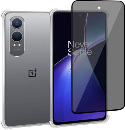 Geschikt voor OnePlus Nord CE4 Lite - Hoesje + Privacy Screenprotector – Privé - Gehard Glas Cover