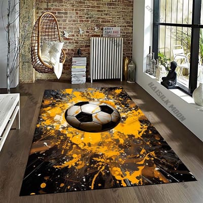 15 Maat Voetbal Sporten Cartoon Patroon Kamerkleed Street Fashion Tapijt voor Slaapkamer Woonkamer Vloermat Antislip Stoelkleed Cadeau 40x60cm16x24in black